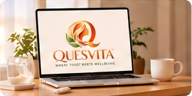 QUESVITA displayed on a laptop in a bright workspace